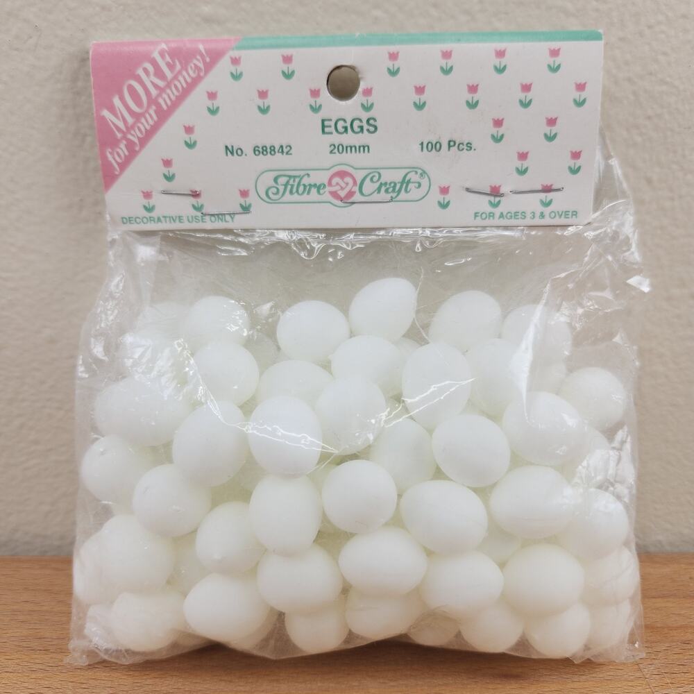 Vintage Fibre Craft Miniature Eggs 20mm 100 pcs- Plastic- Easter Crafts